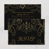 第50金結婚記念日のシャンデリア 出欠カード (正面/裏面)