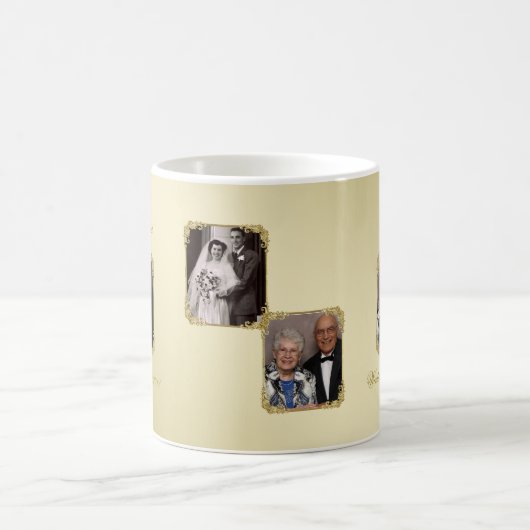 第50金結婚記念日の写真のマグ コーヒーマグカップ (中央)
