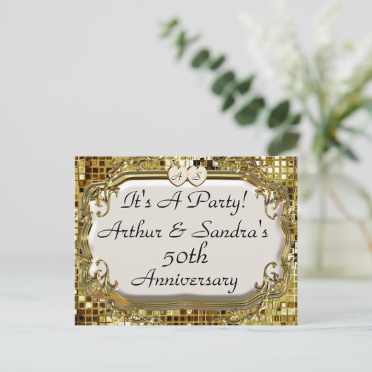 第50金記念日のパーティの招待状の郵便はがき インビテーションポストカード (スタンド正面)