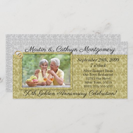第50金記念日の招待状の写真カード (正面/裏面)