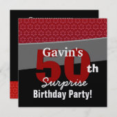 第50驚きの誕生日の黒の赤い白はR231を主演します 招待状 (正面/裏面)