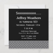 第50驚きの誕生日の黒の赤く白いダイヤモンド 招待状 (裏面)