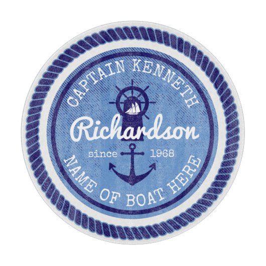 第50 nautical Rope Anchor Helm誕生日の大尉 カッティングボード (正面)