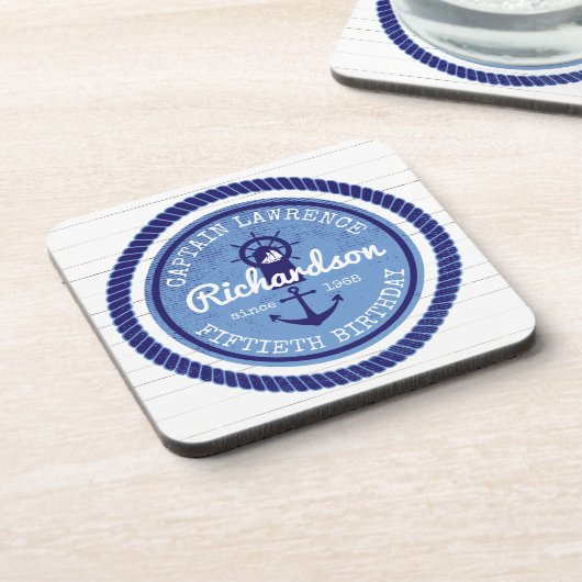 第50 nautical Rope Anchor Helm誕生日の大尉 コースター (左側)