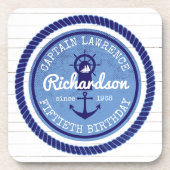 第50 nautical Rope Anchor Helm誕生日の大尉 コースター (正面)