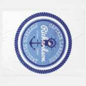 第50 nautical Rope Anchor Helm誕生日の大尉 フリースブランケット (正面(横))
