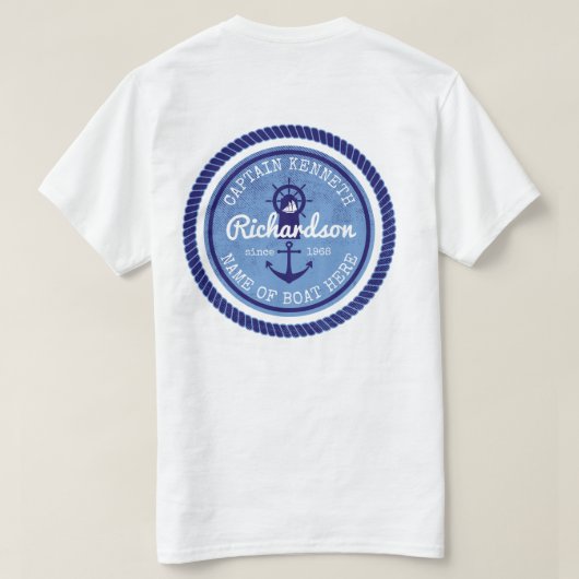 第50 nautical Rope Anchor Helm誕生日の大尉 Tシャツ (デザイン裏面)