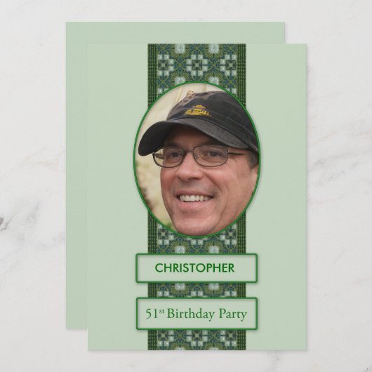 第51回の誕生日パーティーへの招待写真の追加 招待状 (正面/裏面)
