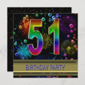 第51回誕生日パーティー招待(バブル付き) 招待状 (正面/裏面)