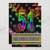 第51回誕生日パーティー招待（バブル付き） 招待状 (正面/裏面)