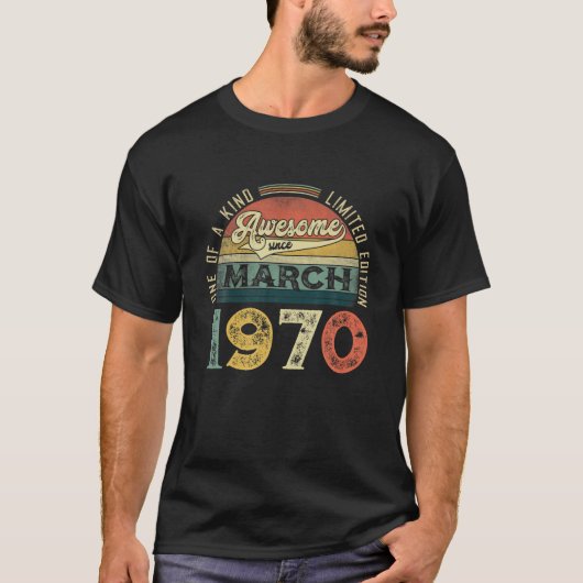 第51回誕生日装飾1970年3月男性女性51 Tシャツ (正面)