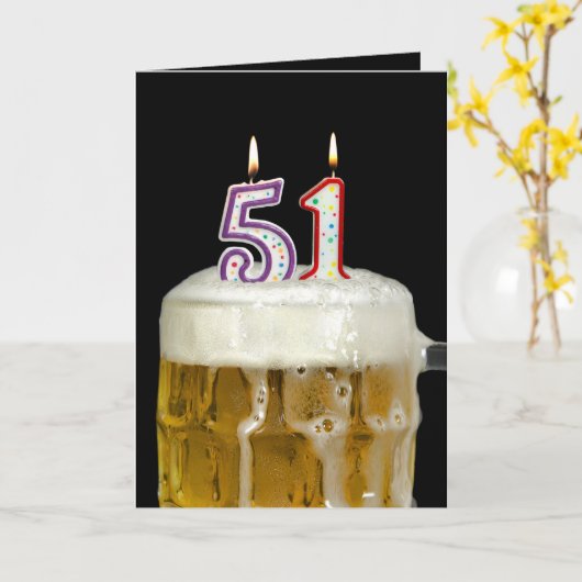 第51誕生日ビール カード (黄色い花)