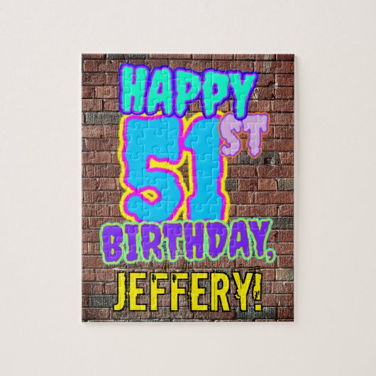 第51誕生日~おもしろい、アーバン・グラフィティ・ルック ジグソーパズル (縦)