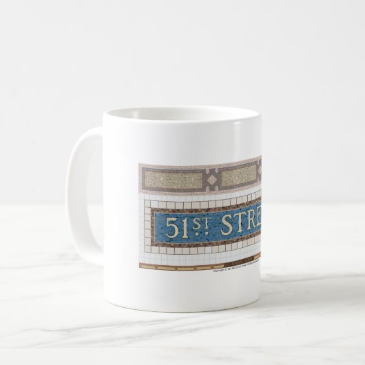 第51通りのニューヨークの地下鉄のモザイク コーヒーマグカップ (正面左)