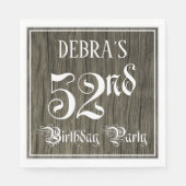 第52回バースデーパーティファンシー— Script, フェイク Wood Look スタンダードランチョンナプキン (正面)