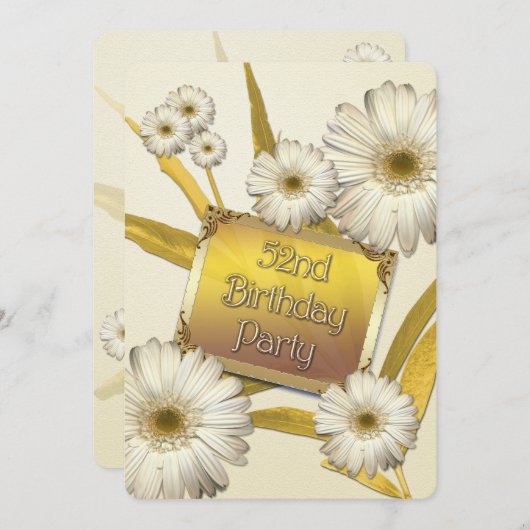 第52回バースデーパーティーへの招待(デイジー付き) 招待状 (正面/裏面)