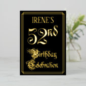 第52回バースデーパーティーファンシー – 脚本と名前をカスタムする 箔招待状 (立ち正面)