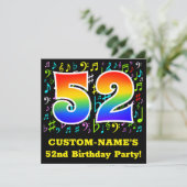 第52回バースデーパーティー:おもしろいミュージックシンボルRainbow 52 招待状 (スタンド正面)