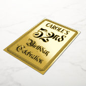 第52回バースデーパーティー – エレガント脚本+名前をカスタムする 箔招待状 (回転した状態)