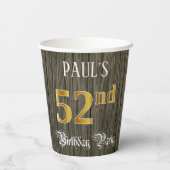 第52回バースデーパーティー – フェイク金ゴールド&ウッドフェイクルックス 紙コップ (裏面)