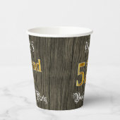第52回バースデーパーティー – フェイク金ゴールド&ウッドフェイクルックス 紙コップ (左)