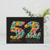 第52回バースデーパーティー、気泡とボール付き 招待状 (スタンド正面)