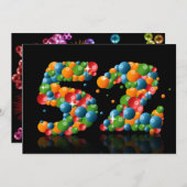 第52回バースデーパーティー、気泡とボール付き 招待状 (正面/裏面)