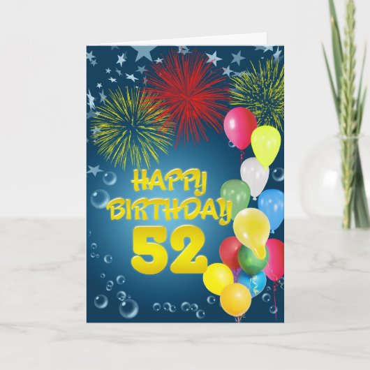 第52回誕生日カード(花火と風船) カード (正面)
