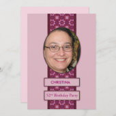 第52回誕生日パーティーの招待写真と名前 招待状 (正面/裏面)