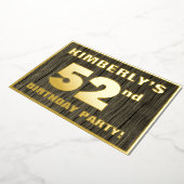 第52回誕生日パーティーはっきりした:，木目フェイク模様 箔招待状 (回転した状態)