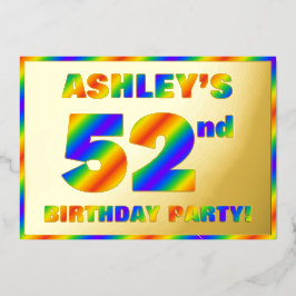 第52回誕生日パーティー – おもしろい、レインボースペクトル「52」 箔招待状