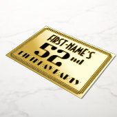 第52回誕生日パーティー：アールデコの外観"52"と名前 箔招待状 (回転した状態)