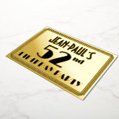 第52回誕生日パーティー – アールデコの外観：「52」 +名前 箔招待状 (回転した状態)