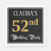 第52回誕生日パーティー – ファンシースクリプト、フェイク金ゴールドルック スタンダードランチョンナプキン (正面)