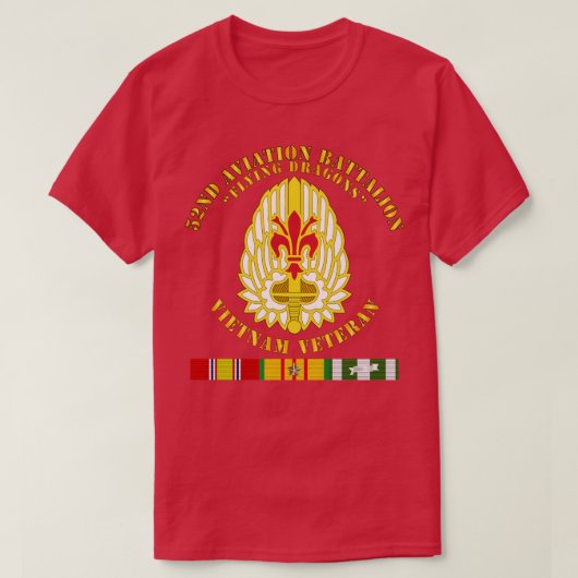 第52回Avn Bn Dragons飛んでいる Vietnam Vet w VN SVC Tシャツ (デザイン正面)