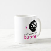 第52結婚記念日の蝶のためのギフト コーヒーマグカップ (正面右)