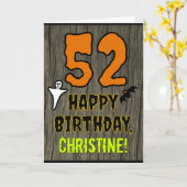 第52誕生日:ハロウィ不気味ーンテーマ、名前をカスタムする カード (黄色い花)
