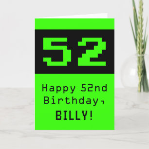 第52誕生日:Nerdy/オタク系のスタイル「52」と名前 カード
