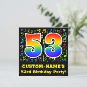 第53回バースデーパーティー：おもしろいミュージックシンボルRainbow 53 招待状 (スタンド正面)