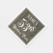 第53回バースデーパーティー – ファンシー Script, フェイク Wood Look スタンダードランチョンナプキン (角)