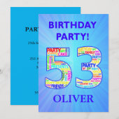 第53回誕生日パーティーの招待の名前の追加 招待状 (正面/裏面)