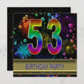 第53回誕生日パーティー招待（バブル付き） 招待状 (正面/裏面)
