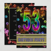 第53回誕生日パーティー招待（バブル付き） 招待状 (正面/裏面)