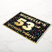 第53回誕生日パーティー – おもしろいカラフル, Stars Pattern 箔招待状 (回転した状態)