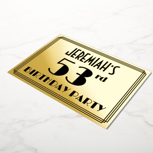 第53回誕生日パーティー – アールデコ検索「53」 +名前 箔招待状 (回転した状態)