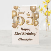 第53誕生日金ゴールドバルーンと紙吹雪誕生日 カード (黄色い花)