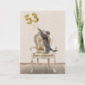 第53誕生日風船とタビー猫 カード (正面)