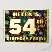 第54回バースデーはっきりしたトカラフル:, Fireworks Look 箔招待状ポストカード (正面)