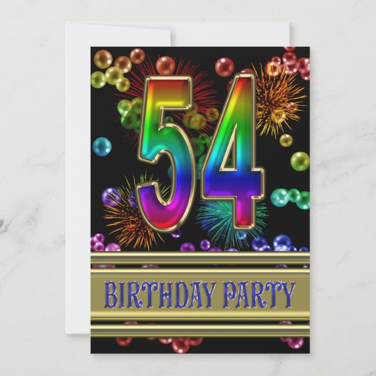 第54回誕生日パーティー招待(バブル付き) 招待状 (正面)