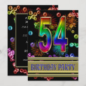 第54回誕生日パーティー招待(バブル付き) 招待状 (正面/裏面)